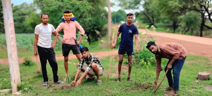 शीतला माता मंदिर परिसर में विभिन्न प्रजातियों के पौधे लगाकर हरित भारत का संकल्प दोहराया गया