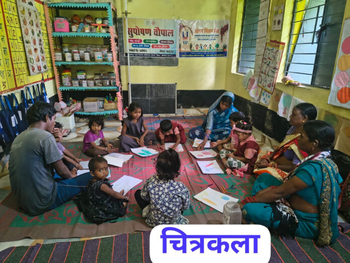 ashif copy सेवा संकल्प अभियान के तहत आंगनबाड़ी केंद्रों में आंगन मिलन सेवा कार्यक्रम