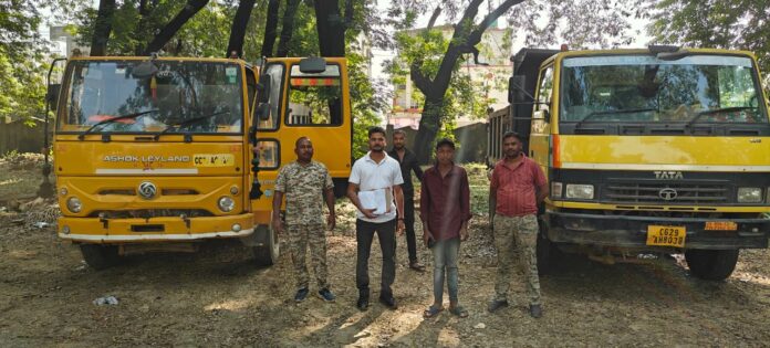 अम्बिकापुर : अवैध खनिज परिवहन पर खनि अमले की कार्रवाई, चार टीपर वाहन जब्त